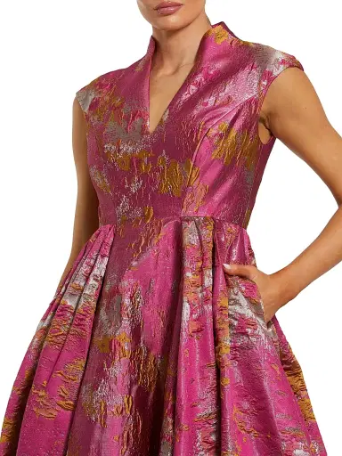 Mac Duggal Women's Brocade Sleeveless Fit &Flare Gown | Thumbnail 3 Mac Duggal Women's Brocade Sleeveless Fit &Flare Gown | Thumbnail 3