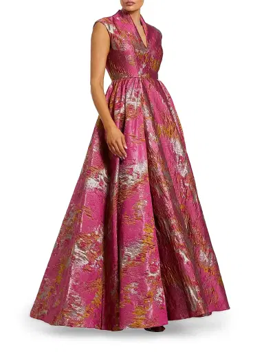 Mac Duggal Women's Brocade Sleeveless Fit &Flare Gown | Thumbnail 1 Mac Duggal Women's Brocade Sleeveless Fit &Flare Gown | Thumbnail 1