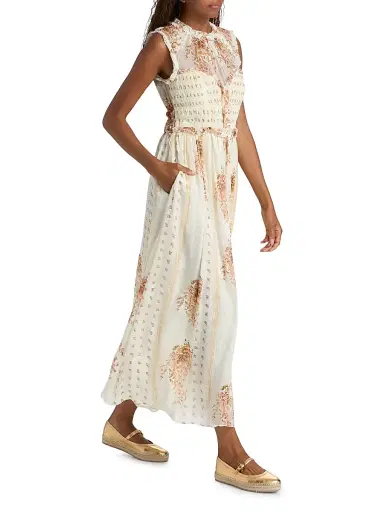 Ulla Johnson Women's Kasia Printed Silk Chiffon Midi-Dress - Alabaster | Thumbnail 2 Ulla Johnson Women's Kasia Printed Silk Chiffon Midi-Dress - Alabaster | Thumbnail 2