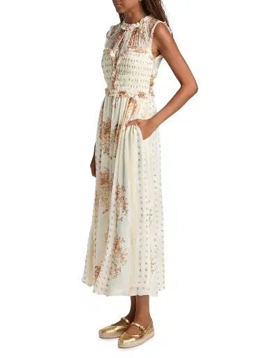 Ulla Johnson Women's Kasia Printed Silk Chiffon Midi-Dress - Alabaster | Thumbnail 4 Ulla Johnson Women's Kasia Printed Silk Chiffon Midi-Dress - Alabaster | Thumbnail 4