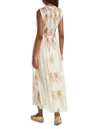 Ulla Johnson Women's Kasia Printed Silk Chiffon Midi-Dress - Alabaster | Thumbnail 5 Ulla Johnson Women's Kasia Printed Silk Chiffon Midi-Dress - Alabaster | Thumbnail 5