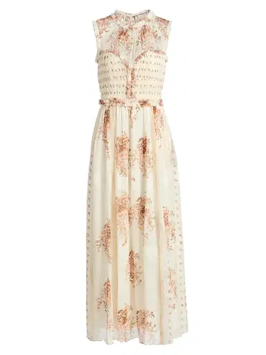 Ulla Johnson Women's Kasia Printed Silk Chiffon Midi-Dress - Alabaster | Thumbnail 1 Ulla Johnson Women's Kasia Printed Silk Chiffon Midi-Dress - Alabaster | Thumbnail 1