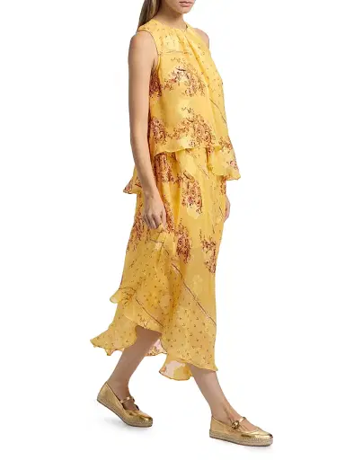 Ulla Johnson Women's Caprice Asymmetric Printed Silk Midi-Dress - Soleil | Thumbnail 2 Ulla Johnson Women's Caprice Asymmetric Printed Silk Midi-Dress - Soleil | Thumbnail 2