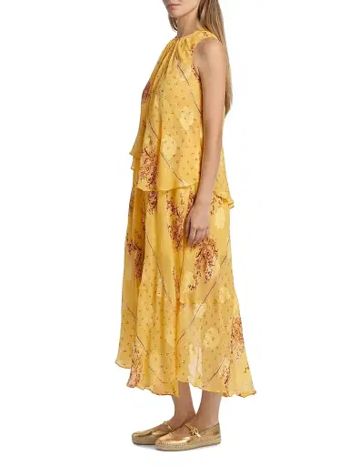 Ulla Johnson Women's Caprice Asymmetric Printed Silk Midi-Dress - Soleil | Thumbnail 4 Ulla Johnson Women's Caprice Asymmetric Printed Silk Midi-Dress - Soleil | Thumbnail 4