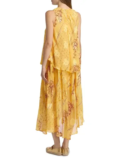 Ulla Johnson Women's Caprice Asymmetric Printed Silk Midi-Dress - Soleil | Thumbnail 5 Ulla Johnson Women's Caprice Asymmetric Printed Silk Midi-Dress - Soleil | Thumbnail 5