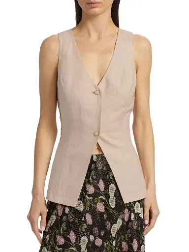 Cami NYC Women's Sabella Linen-Cotton Vest - Cannoli | Thumbnail 3 Cami NYC Women's Sabella Linen-Cotton Vest - Cannoli | Thumbnail 3