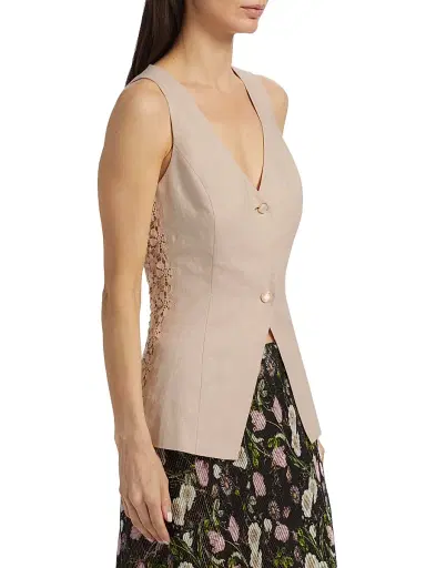 Cami NYC Women's Sabella Linen-Cotton Vest - Cannoli | Thumbnail 4 Cami NYC Women's Sabella Linen-Cotton Vest - Cannoli | Thumbnail 4