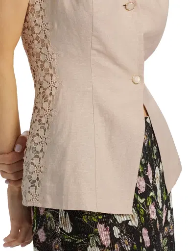Cami NYC Women's Sabella Linen-Cotton Vest - Cannoli | Thumbnail 6 Cami NYC Women's Sabella Linen-Cotton Vest - Cannoli | Thumbnail 6
