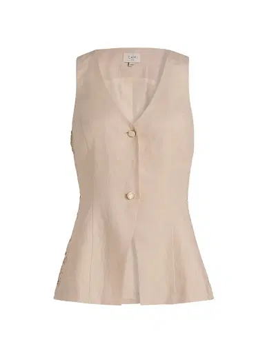 Cami NYC Women's Sabella Linen-Cotton Vest - Cannoli | Thumbnail 1 Cami NYC Women's Sabella Linen-Cotton Vest - Cannoli | Thumbnail 1