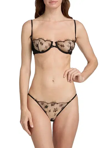 Kiki de Montparnasse Women's Lace Underwire Balconette Bra - Black | Thumbnail 3 Kiki de Montparnasse Women's Lace Underwire Balconette Bra - Black | Thumbnail 3