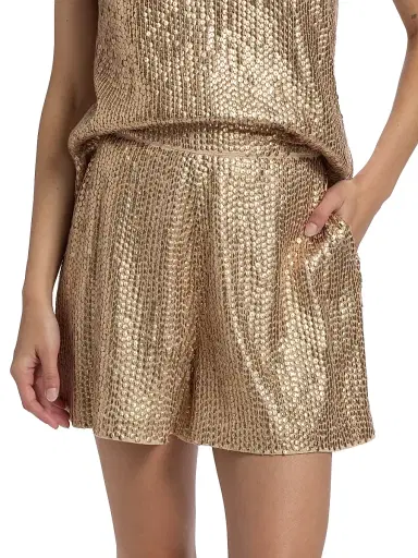 Kobi Halperin Women's Ocean Metallic Sequin Shorts - Sand | Thumbnail 3 Kobi Halperin Women's Ocean Metallic Sequin Shorts - Sand | Thumbnail 3