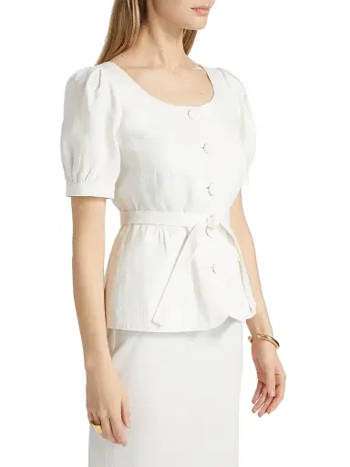 Saloni Women's Blanca Puff-Sleeve Jacket - | Thumbnail 4 Saloni Women's Blanca Puff-Sleeve Jacket - | Thumbnail 4