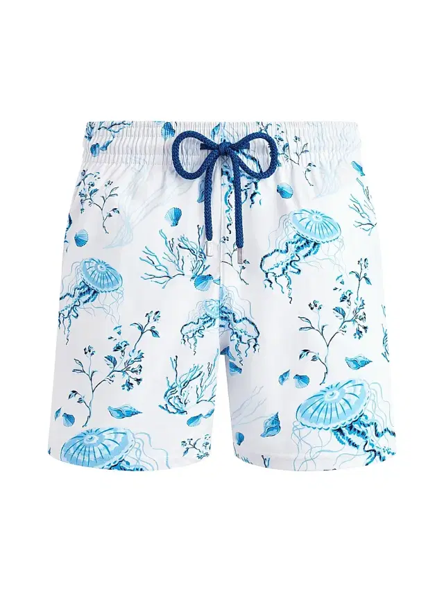Men's Medusa & Shells Stretch Swim Trunks - Blanc - Size Medium Men's Medusa & Shells Stretch Swim Trunks - Blanc - Size Medium