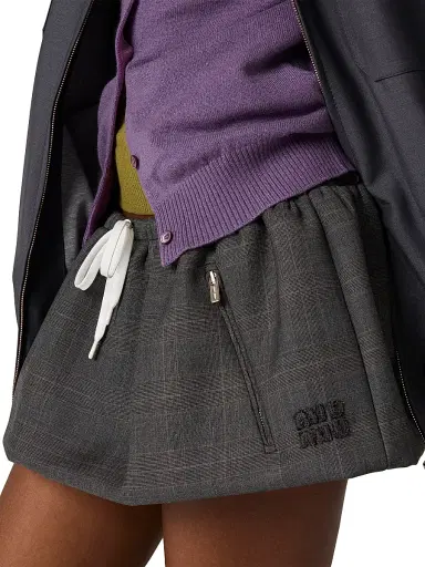 Miu Miu Women's Prince of Wales Miniskirt - Grey | Thumbnail 4 Miu Miu Women's Prince of Wales Miniskirt - Grey | Thumbnail 4