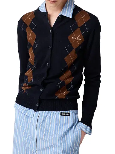 Miu Miu Women's Cashmere Cardigan - Blue - Size 0 | Thumbnail 2 Miu Miu Women's Cashmere Cardigan - Blue - Size 0 | Thumbnail 2