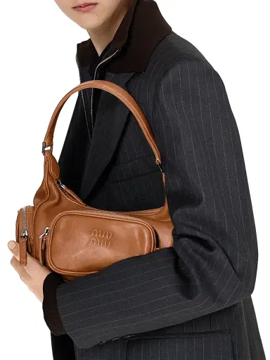 Miu Miu Women's Pocket Nappa Leather Shoulder Bag - Brown | Thumbnail 2 Miu Miu Women's Pocket Nappa Leather Shoulder Bag - Brown | Thumbnail 2