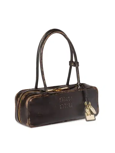 Miu Miu Women's Beau Nappa Leather Top Handle Bag - Brown | Thumbnail 4 Miu Miu Women's Beau Nappa Leather Top Handle Bag - Brown | Thumbnail 4