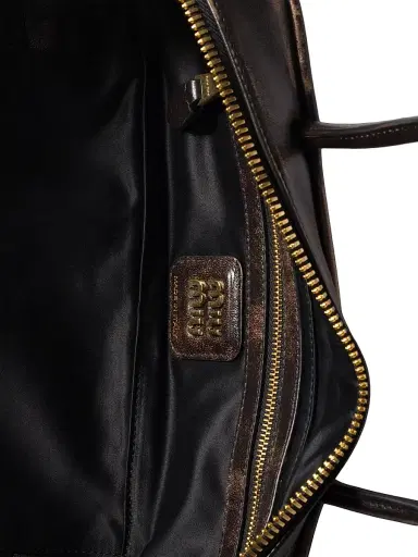 Miu Miu Women's Beau Nappa Leather Top Handle Bag - Brown | Thumbnail 7 Miu Miu Women's Beau Nappa Leather Top Handle Bag - Brown | Thumbnail 7