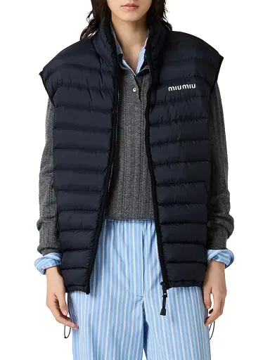 Miu Miu Women's Light Pongé Down Vest | Thumbnail 2 Miu Miu Women's Light Pongé Down Vest | Thumbnail 2