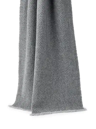 Brunello Cucinelli Men's Cashmere Chevron Scarf - Light Grey | Thumbnail 2 Brunello Cucinelli Men's Cashmere Chevron Scarf - Light Grey | Thumbnail 2