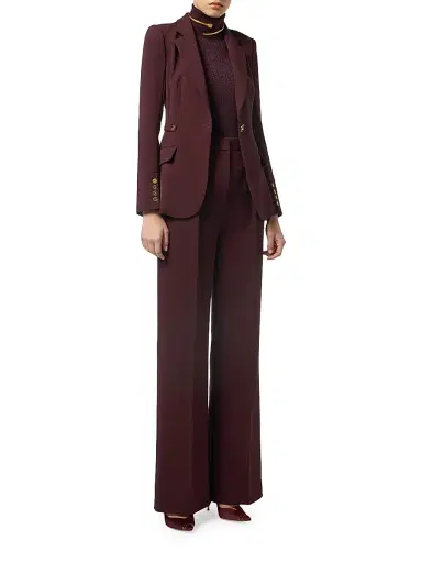 Elisabetta Franchi Women's Lightweight Crêpe Jacket - Merlot | Thumbnail 2 Elisabetta Franchi Women's Lightweight Crêpe Jacket - Merlot | Thumbnail 2