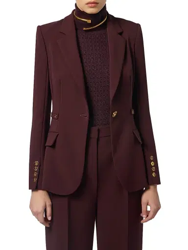 Elisabetta Franchi Women's Lightweight Crêpe Jacket - Merlot | Thumbnail 3 Elisabetta Franchi Women's Lightweight Crêpe Jacket - Merlot | Thumbnail 3