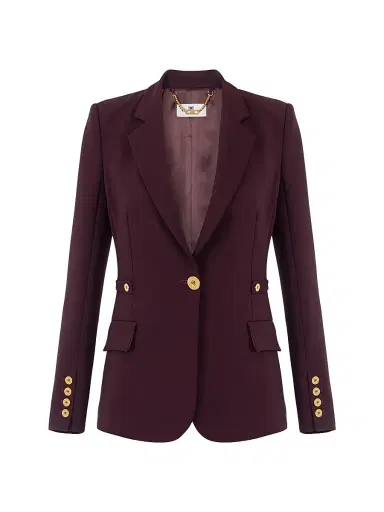 Elisabetta Franchi Women's Lightweight Crêpe Jacket - Merlot | Thumbnail 1 Elisabetta Franchi Women's Lightweight Crêpe Jacket - Merlot | Thumbnail 1
