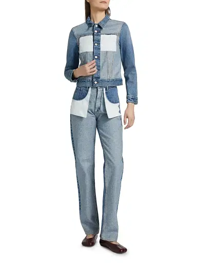 MM6 MAISON MARGIELA Women's Reversed Denim Sports Jacket - Medium Blue - Size 6 | Thumbnail 2 MM6 MAISON MARGIELA Women's Reversed Denim Sports Jacket - Medium Blue - Size 6 | Thumbnail 2
