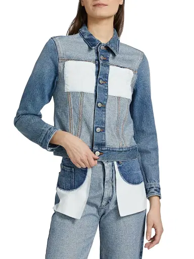 MM6 MAISON MARGIELA Women's Reversed Denim Sports Jacket - Medium Blue - Size 6 | Thumbnail 3 MM6 MAISON MARGIELA Women's Reversed Denim Sports Jacket - Medium Blue - Size 6 | Thumbnail 3