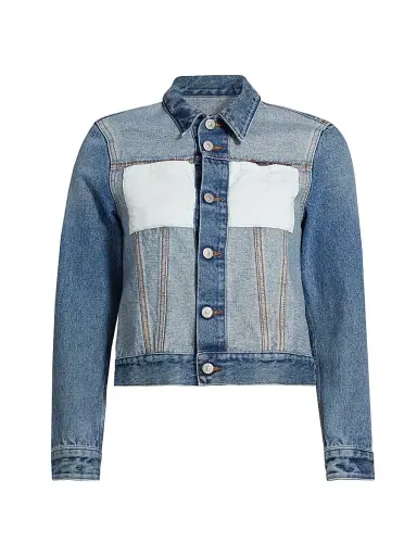 MM6 MAISON MARGIELA Women's Reversed Denim Sports Jacket - Medium Blue - Size 6 | Thumbnail 1 MM6 MAISON MARGIELA Women's Reversed Denim Sports Jacket - Medium Blue - Size 6 | Thumbnail 1