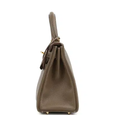 HERMÈS Hermes Kelly Retourne 28 Etoupe Clemence Gold Hardware | Thumbnail 4 HERMÈS Hermes Kelly Retourne 28 Etoupe Clemence Gold Hardware | Thumbnail 4