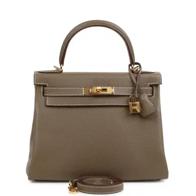 HERMÈS Hermes Kelly Retourne 28 Etoupe Clemence Gold Hardware | Thumbnail 1 HERMÈS Hermes Kelly Retourne 28 Etoupe Clemence Gold Hardware | Thumbnail 1