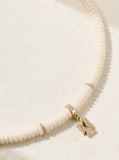 Jacquie Aiche Thunderbird 14-karat Gold, Bone, Diamond And Emerald Necklace | Thumbnail 4 Jacquie Aiche Thunderbird 14-karat Gold, Bone, Diamond And Emerald Necklace | Thumbnail 4