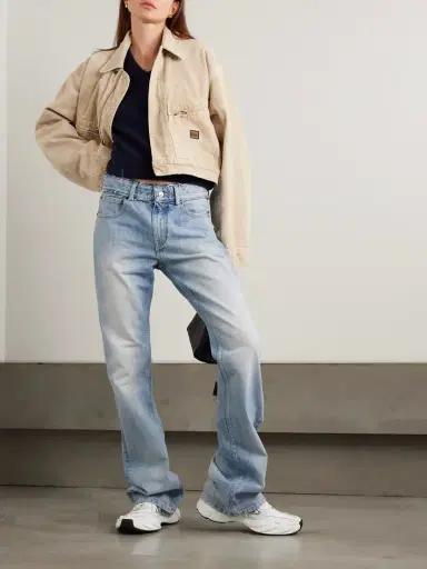 Balenciaga Cropped Distressed Appliquéd Denim Jacket | Thumbnail 2 Balenciaga Cropped Distressed Appliquéd Denim Jacket | Thumbnail 2