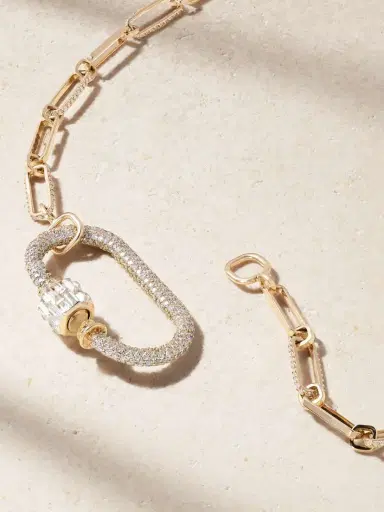 Marla Aaron Allstone Regular Lock + Stoned 14-karat Rose Gold Diamond Necklace | Thumbnail 3 Marla Aaron Allstone Regular Lock + Stoned 14-karat Rose Gold Diamond Necklace | Thumbnail 3