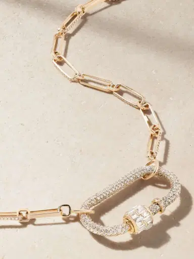 Marla Aaron Allstone Regular Lock + Stoned 14-karat Rose Gold Diamond Necklace | Thumbnail 4 Marla Aaron Allstone Regular Lock + Stoned 14-karat Rose Gold Diamond Necklace | Thumbnail 4