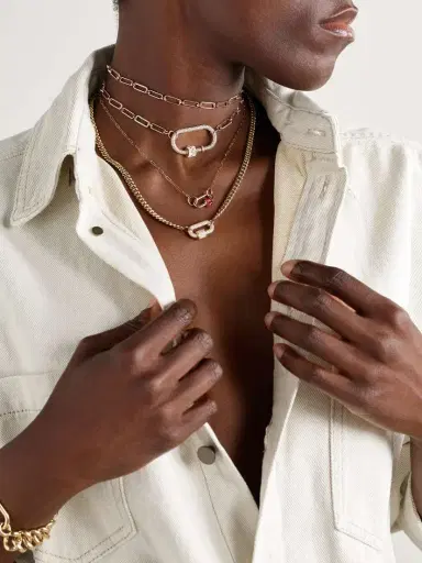 Marla Aaron Allstone Regular Lock + Stoned 14-karat Rose Gold Diamond Necklace | Thumbnail 5 Marla Aaron Allstone Regular Lock + Stoned 14-karat Rose Gold Diamond Necklace | Thumbnail 5