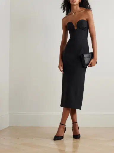 Carolina Herrera Strapless Ruched Wool-blend Midi Dress | Thumbnail 2 Carolina Herrera Strapless Ruched Wool-blend Midi Dress | Thumbnail 2