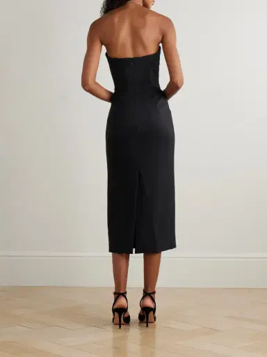 Carolina Herrera Strapless Ruched Wool-blend Midi Dress | Thumbnail 3 Carolina Herrera Strapless Ruched Wool-blend Midi Dress | Thumbnail 3