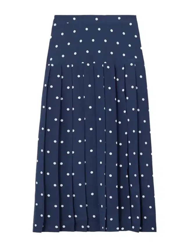 Alessandra Rich Pleated Polka-dot Silk Midi Skirt