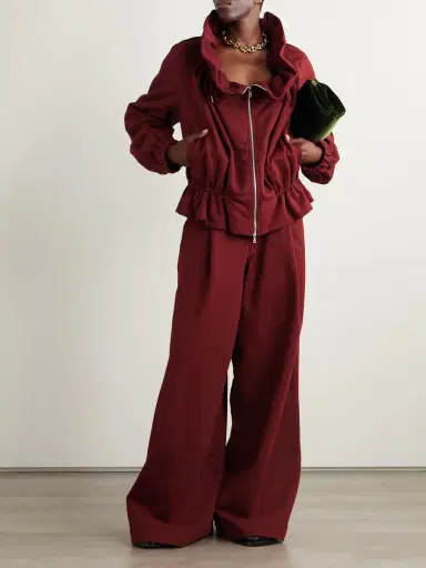 Dries Van Noten Oversized Gathered Cotton-jersey Zip-up Sweatshirt | Thumbnail 2 Dries Van Noten Oversized Gathered Cotton-jersey Zip-up Sweatshirt | Thumbnail 2