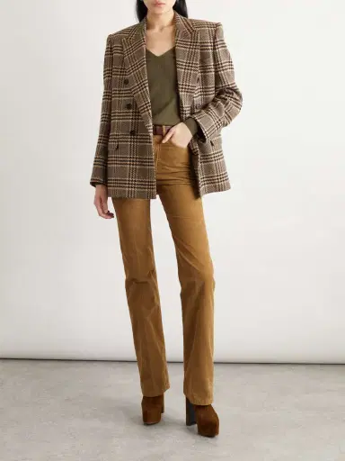 Saint Laurent Double-breasted Checked Silk And Cashmere-blend Blazer | Thumbnail 2 Saint Laurent Double-breasted Checked Silk And Cashmere-blend Blazer | Thumbnail 2