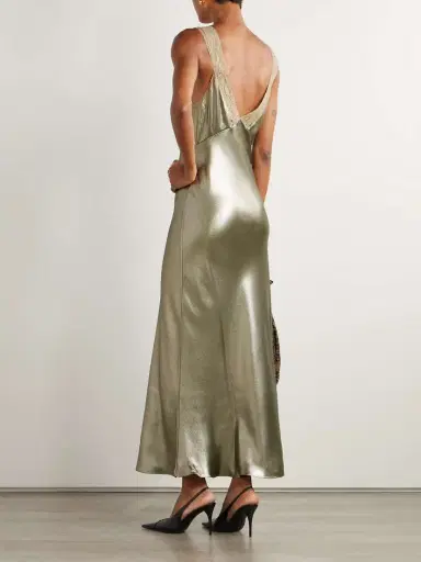 Saint Laurent Lace-trimmed Gathered Silk-charmeuse Maxi Dress | Thumbnail 3 Saint Laurent Lace-trimmed Gathered Silk-charmeuse Maxi Dress | Thumbnail 3