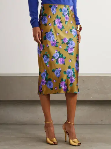 Saint Laurent Floral-print Silk-satin Midi Skirt | Thumbnail 3 Saint Laurent Floral-print Silk-satin Midi Skirt | Thumbnail 3