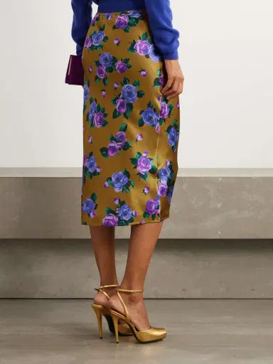 Saint Laurent Floral-print Silk-satin Midi Skirt | Thumbnail 4 Saint Laurent Floral-print Silk-satin Midi Skirt | Thumbnail 4