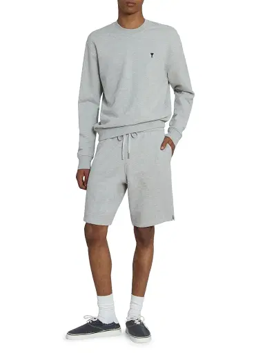 AMI PARIS Men's Contrasted Ami de Coeur Sweatshirt - Gris Cendre Chine - Size XXL | Thumbnail 2 AMI PARIS Men's Contrasted Ami de Coeur Sweatshirt - Gris Cendre Chine - Size XXL | Thumbnail 2
