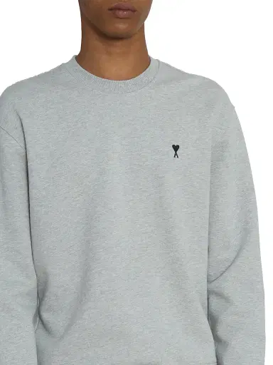 AMI PARIS Men's Contrasted Ami de Coeur Sweatshirt - Gris Cendre Chine - Size XXL | Thumbnail 6 AMI PARIS Men's Contrasted Ami de Coeur Sweatshirt - Gris Cendre Chine - Size XXL | Thumbnail 6