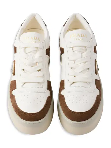 Prada Women's Downtown Bold Nappa Leather and Suede Sneakers - Brown - Size 10 | Thumbnail 2 Prada Women's Downtown Bold Nappa Leather and Suede Sneakers - Brown - Size 10 | Thumbnail 2