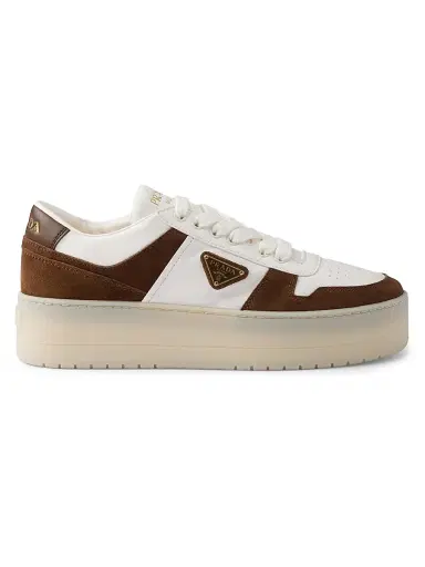 Prada Women's Downtown Bold Nappa Leather and Suede Sneakers - Brown - Size 10 | Thumbnail 1 Prada Women's Downtown Bold Nappa Leather and Suede Sneakers - Brown - Size 10 | Thumbnail 1