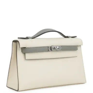 HERMÈS Hermes Special Order (HSS) Kelly Pochette Beton and Gris Meyer Swift Palladium Hardware | Thumbnail 3 HERMÈS Hermes Special Order (HSS) Kelly Pochette Beton and Gris Meyer Swift Palladium Hardware | Thumbnail 3